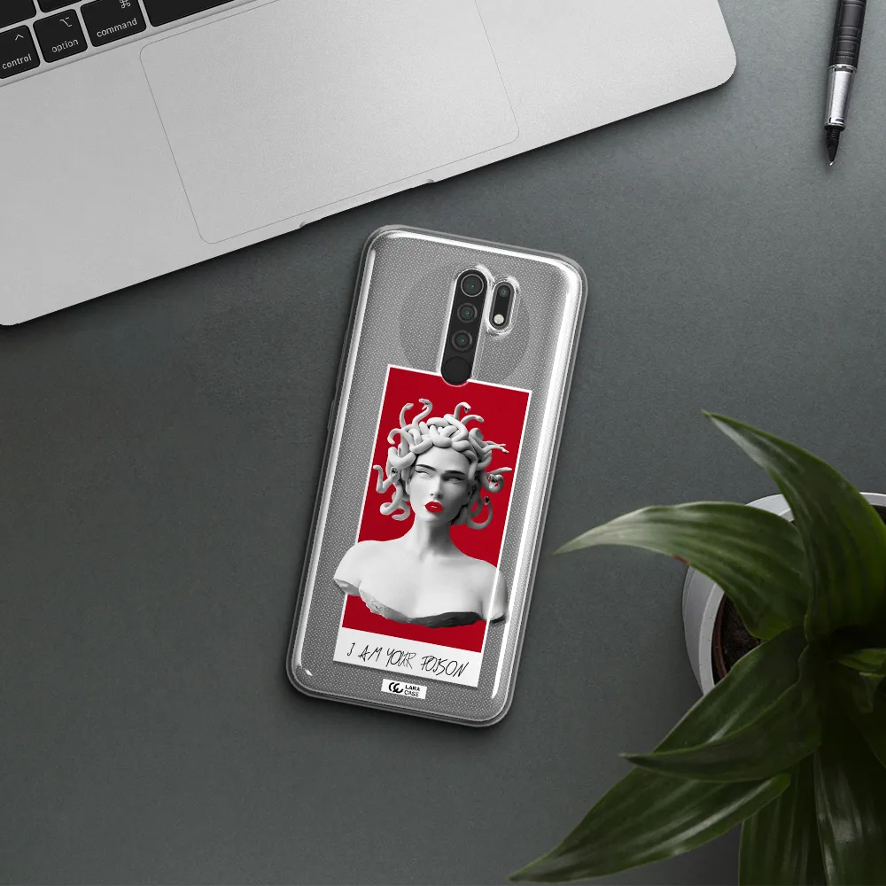 a statue of a woman with snakes on her head Xiaomi Redmi 9 Clear TPU Case
