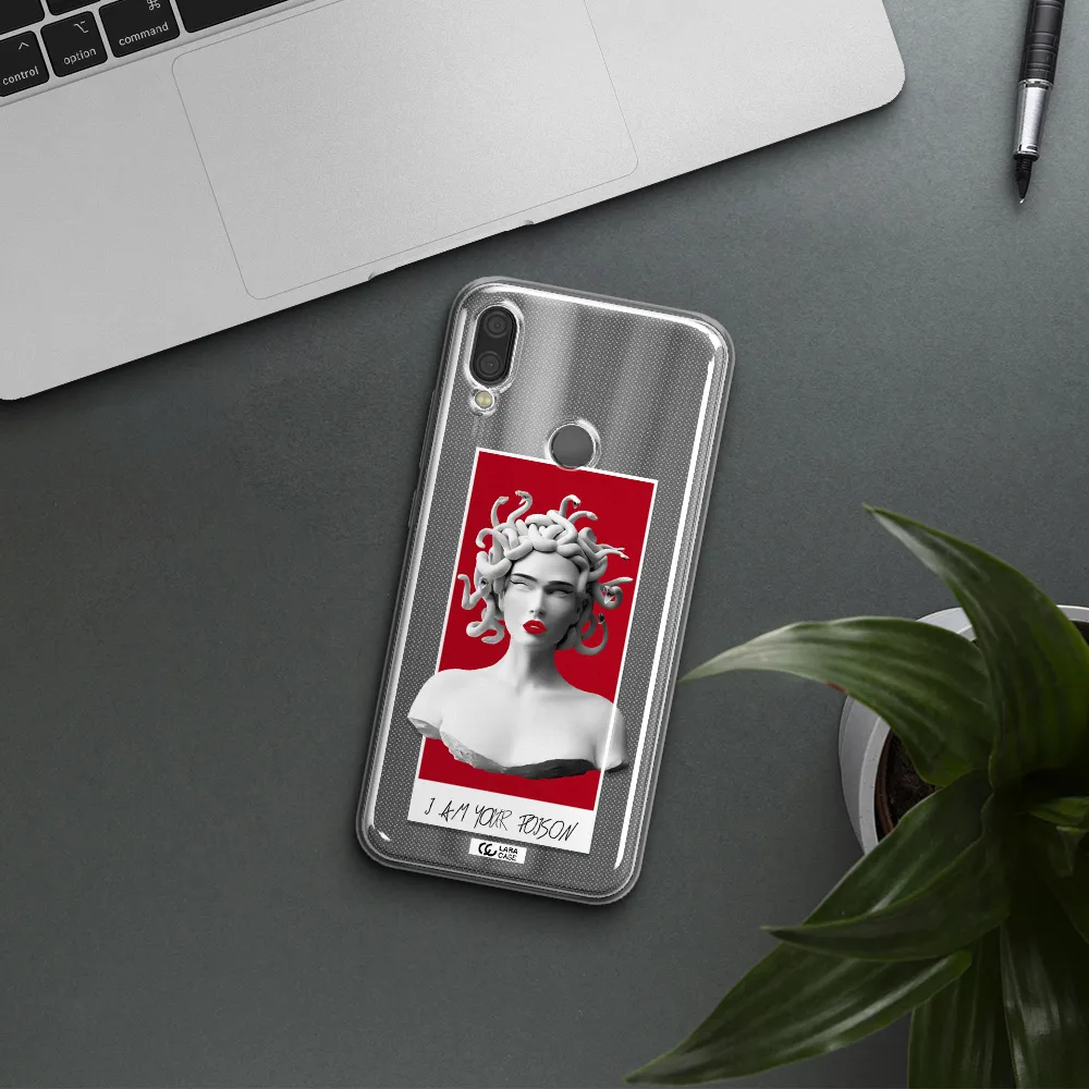 a statue of a woman with snakes on her head Xiaomi Redmi Note 7 Clear TPU Case