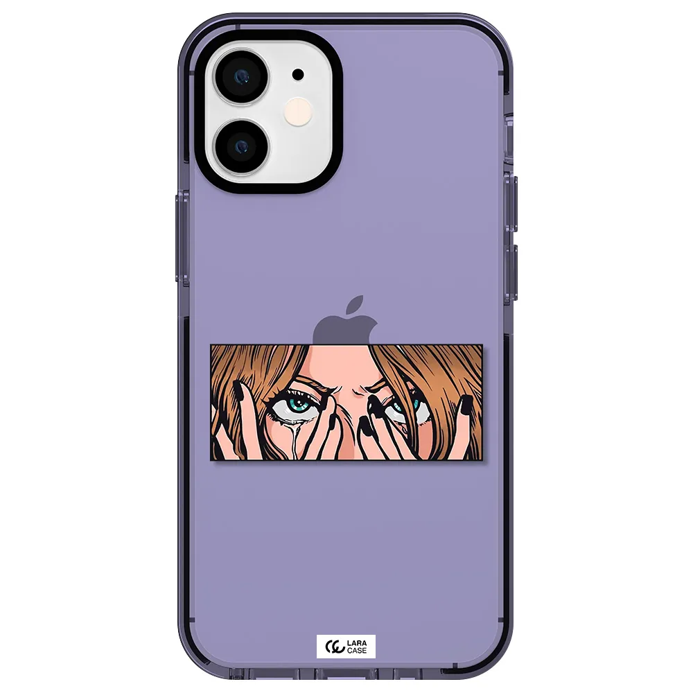 a cartoon of a woman holding her eyes Apple iPhone 12 mini impact Lilac Case