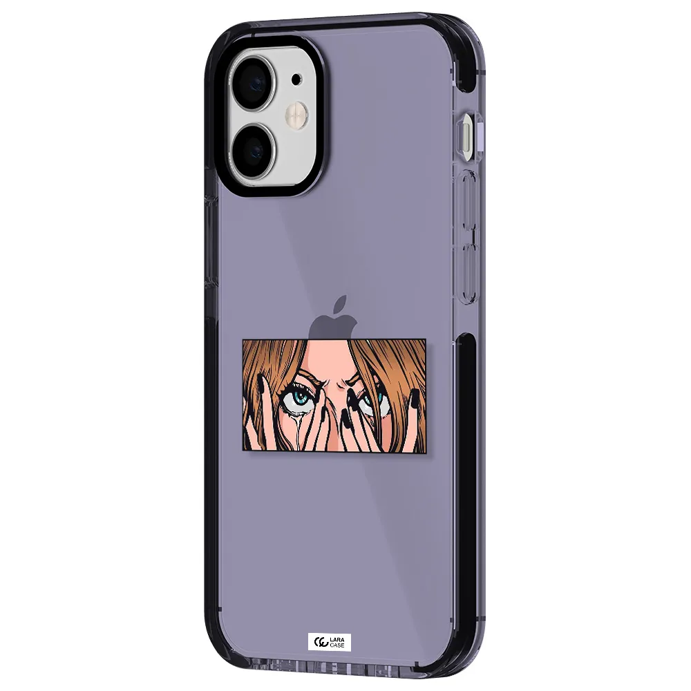 a cartoon of a woman holding her eyes Apple iPhone 12 mini impact Lilac Case
