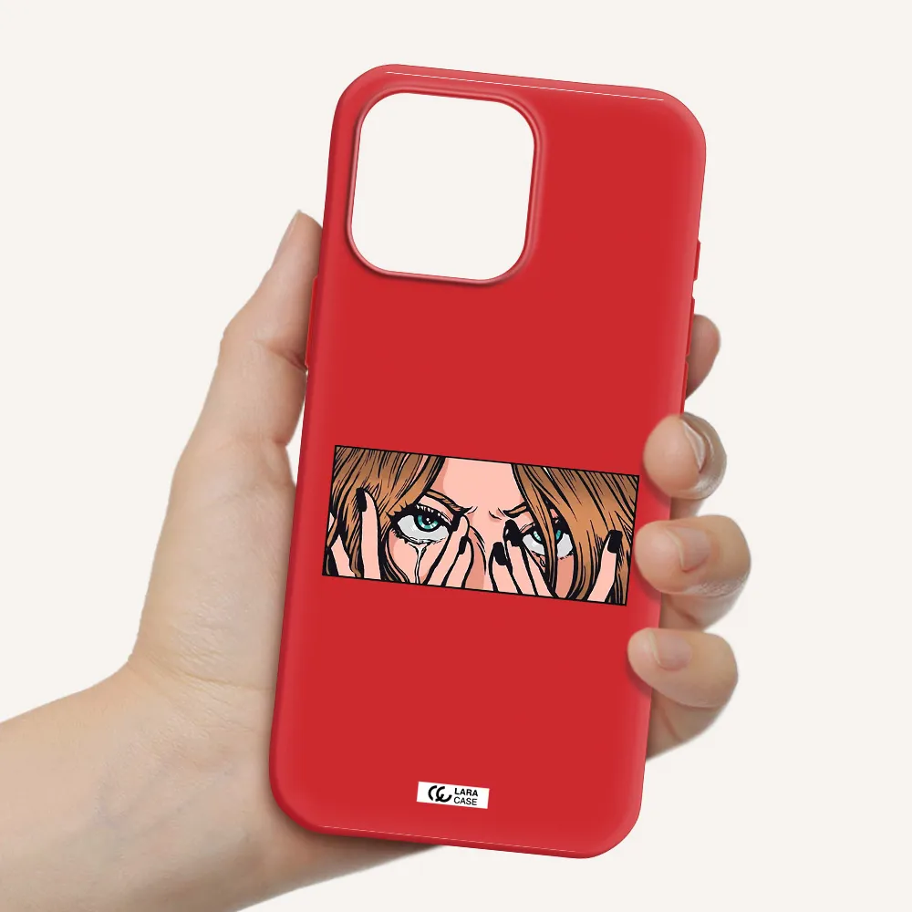 A Cartoon Of A Woman Holding Her Eyes Apple Iphone 16 Pro Max Silicone Imperial Red Case