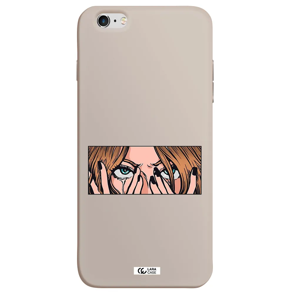a cartoon of a woman holding her eyes Apple iPhone 6 plus Silicone Stone Case