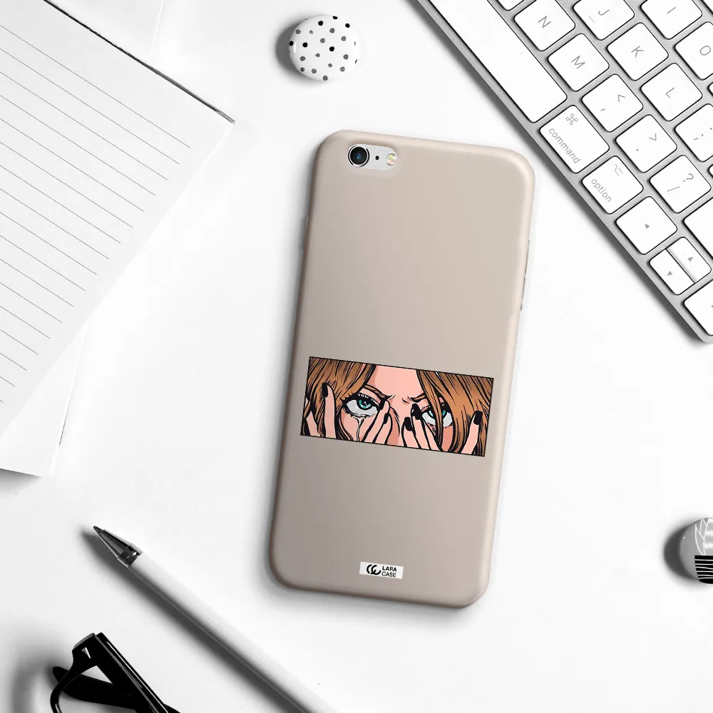 a cartoon of a woman holding her eyes Apple iPhone 6 plus Silicone Stone Case