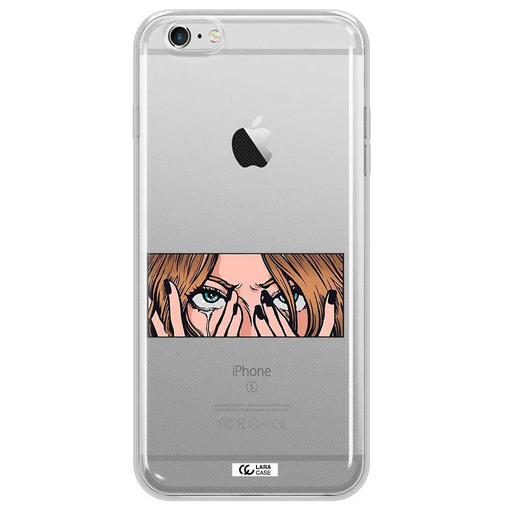 a cartoon of a woman holding her eyes Apple iPhone 6 s plus Clear TPU Case