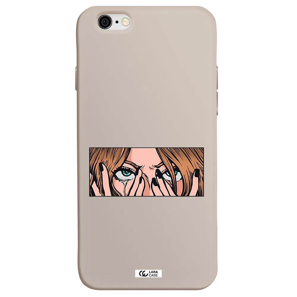 a cartoon of a woman holding her eyes Apple iPhone 6 Silicone Stone Case