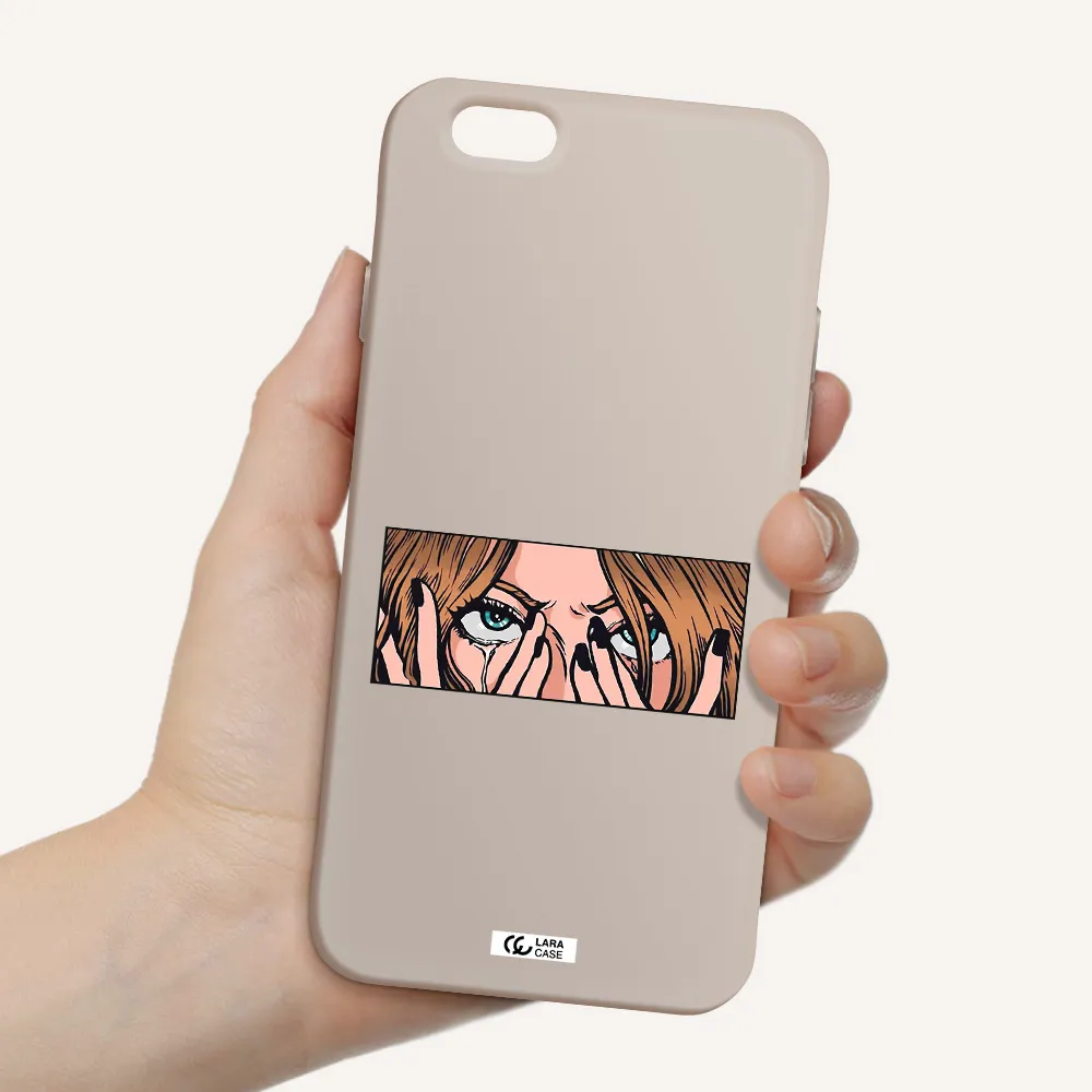 a cartoon of a woman holding her eyes Apple iPhone 6 Silicone Stone Case