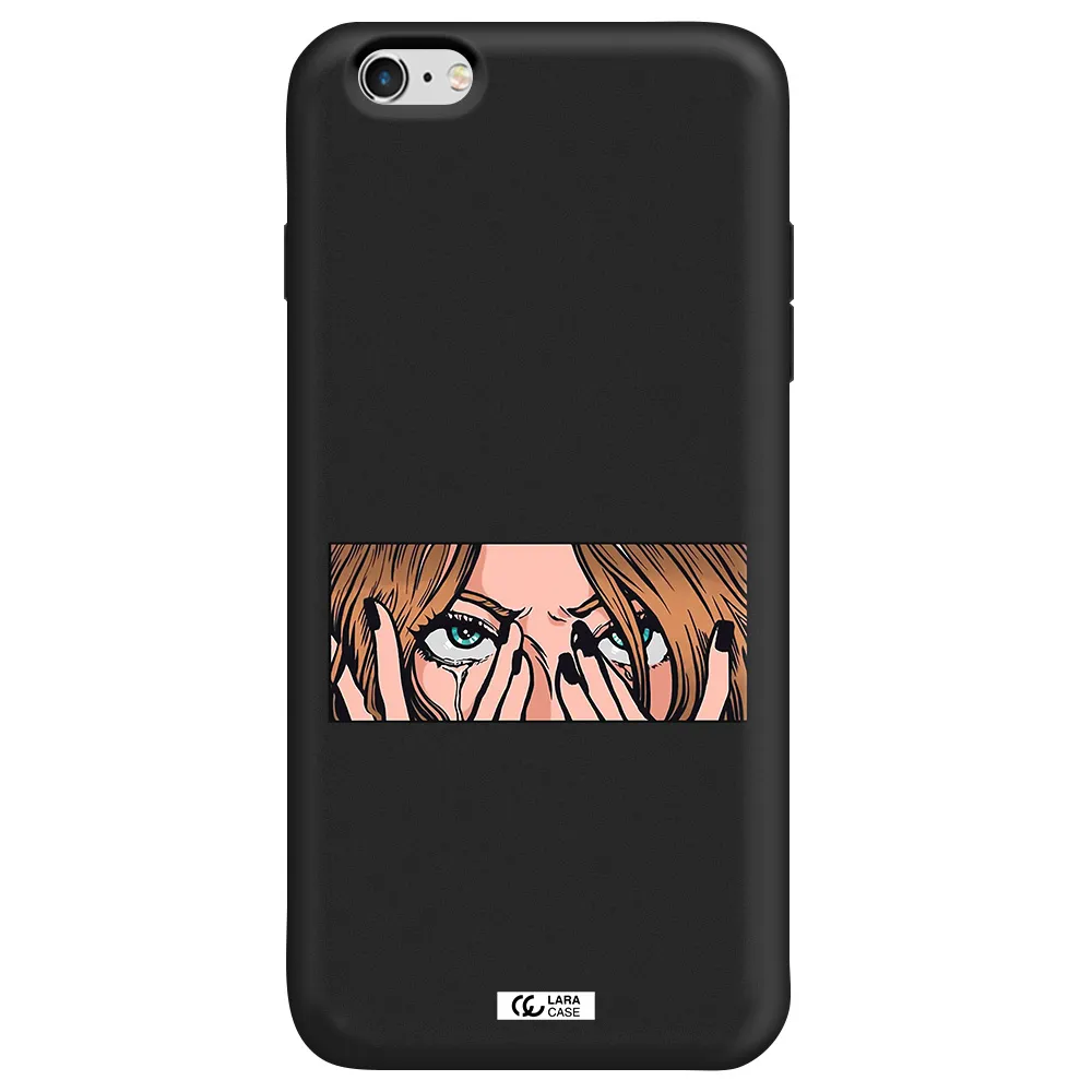 a cartoon of a woman holding her eyes Apple iPhone 6S Silicone black Case