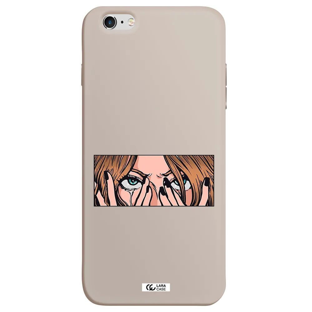 a cartoon of a woman holding her eyes Apple iPhone 6S Silicone Stone Case