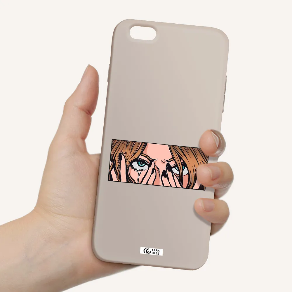 a cartoon of a woman holding her eyes Apple iPhone 6S Silicone Stone Case