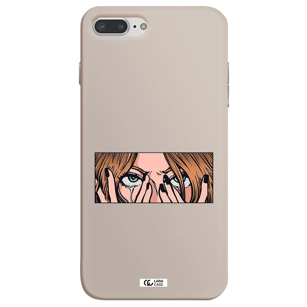 a cartoon of a woman holding her eyes Apple iPhone 7 plus Silicone Stone Case