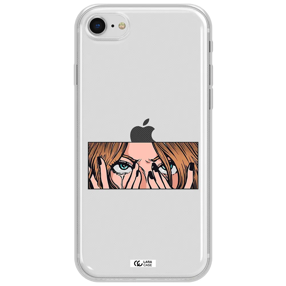 A Cartoon Of A Woman Holding Her Eyes Apple Iphone Se 2020 Clear Tpu Case