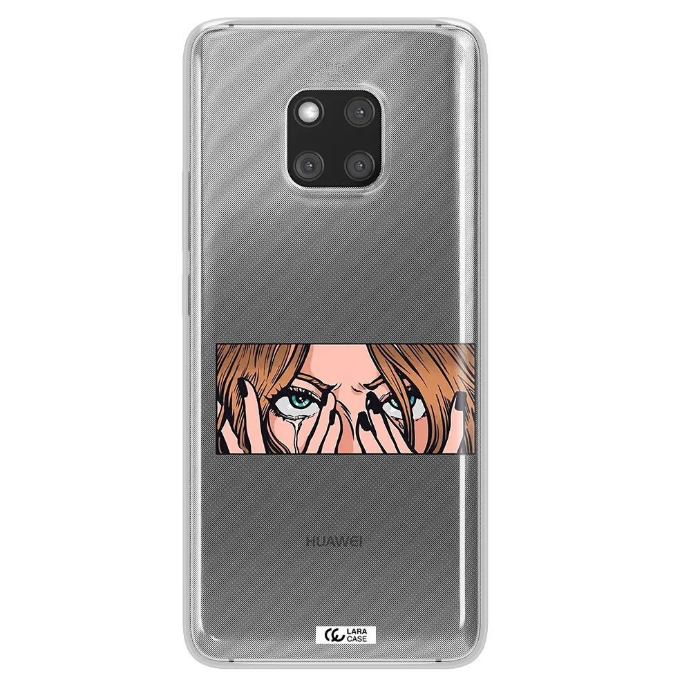 a cartoon of a woman holding her eyes Huawei Mate 20 Pro Clear TPU Case