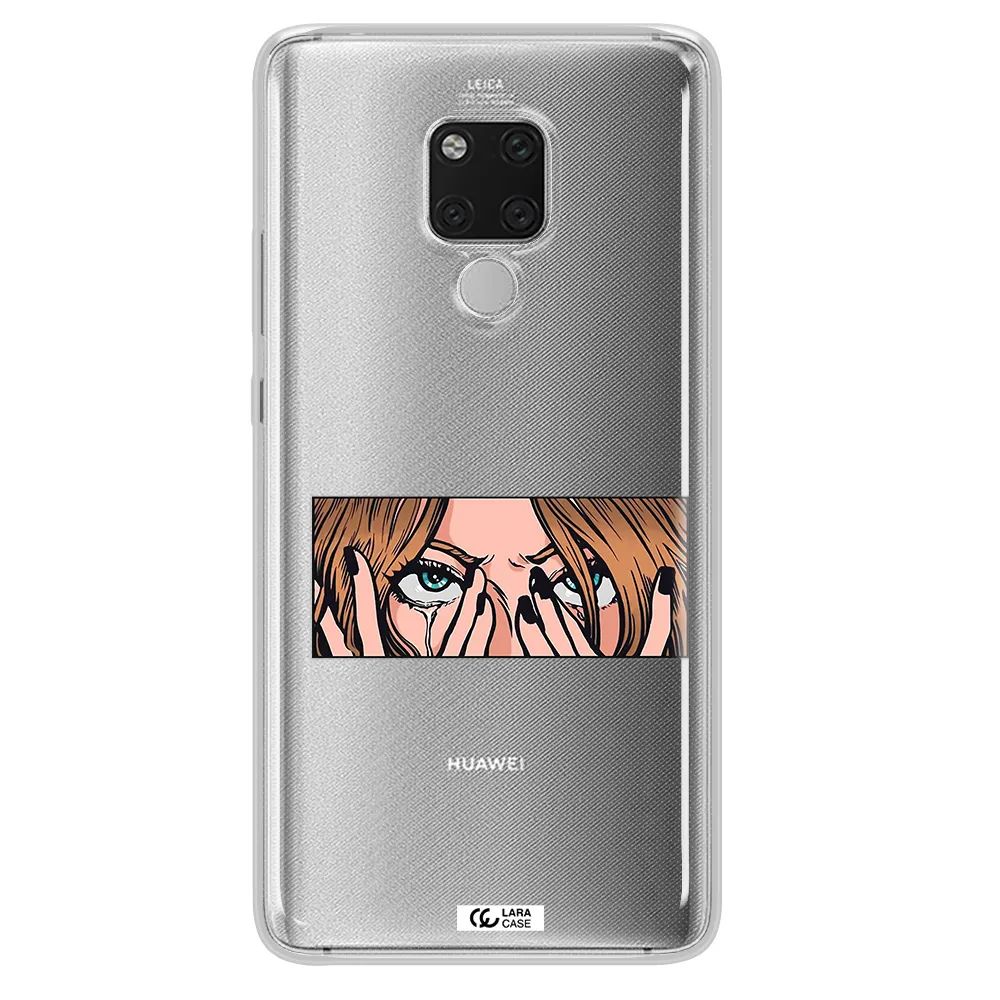 a cartoon of a woman holding her eyes Huawei Mate 20X Clear TPU Case