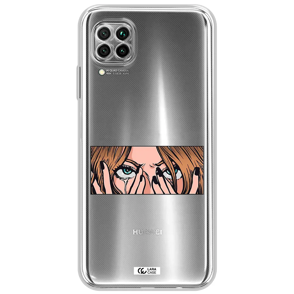 A Cartoon Of A Woman Holding Her Eyes Huawei Nova 7I Clear Tpu Case