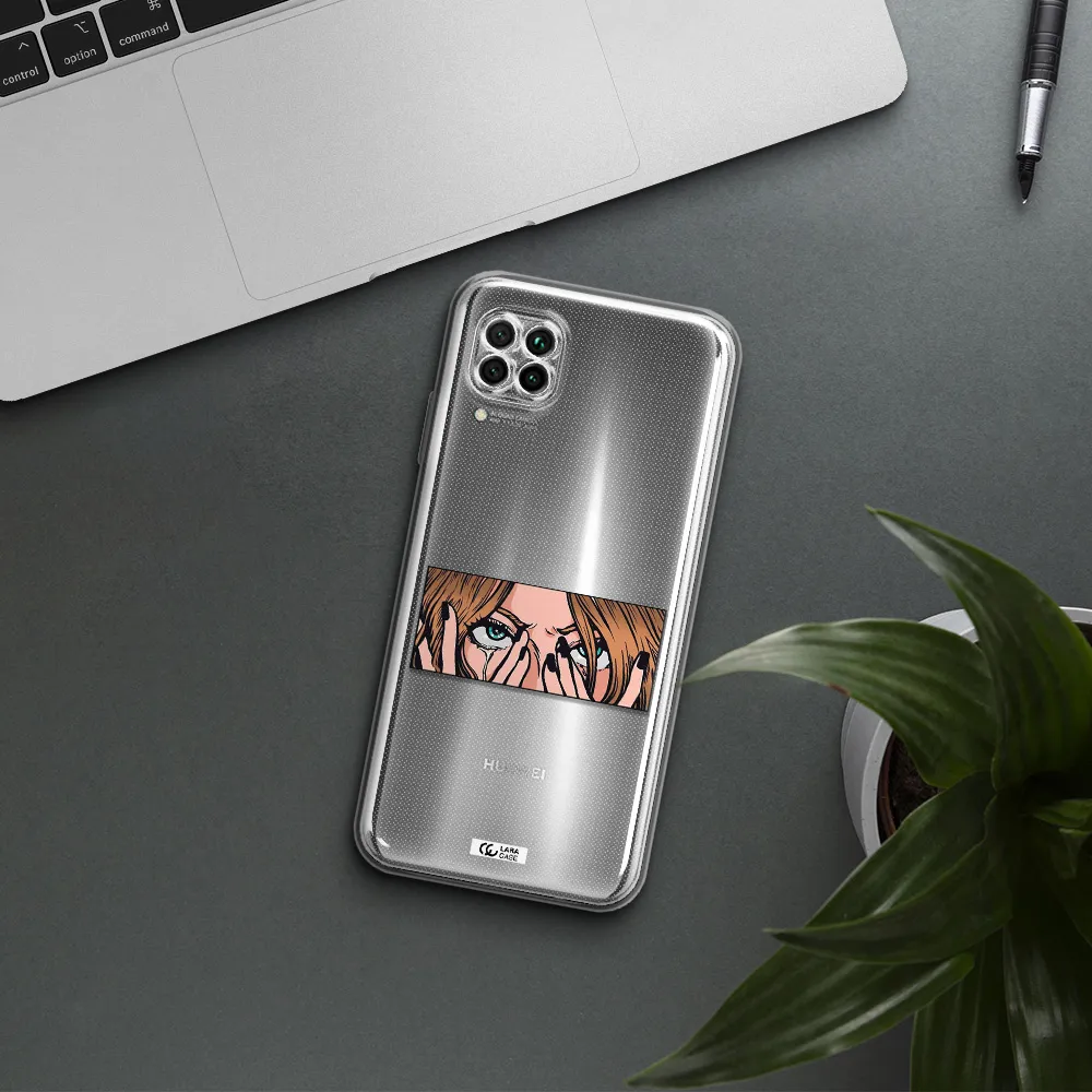 A Cartoon Of A Woman Holding Her Eyes Huawei Nova 7I Clear Tpu Case