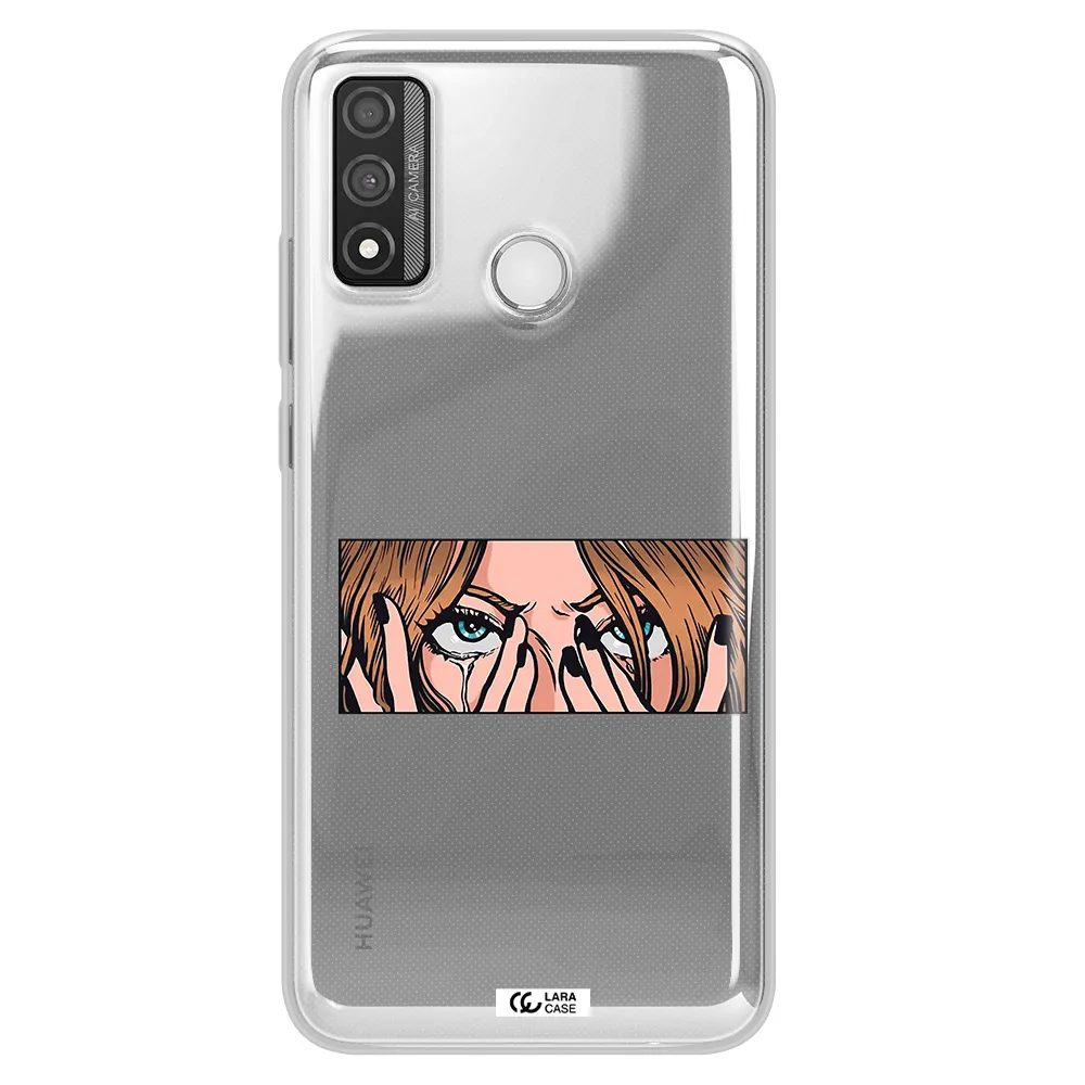 a cartoon of a woman holding her eyes Huawei P Smart 2020 Clear TPU Case