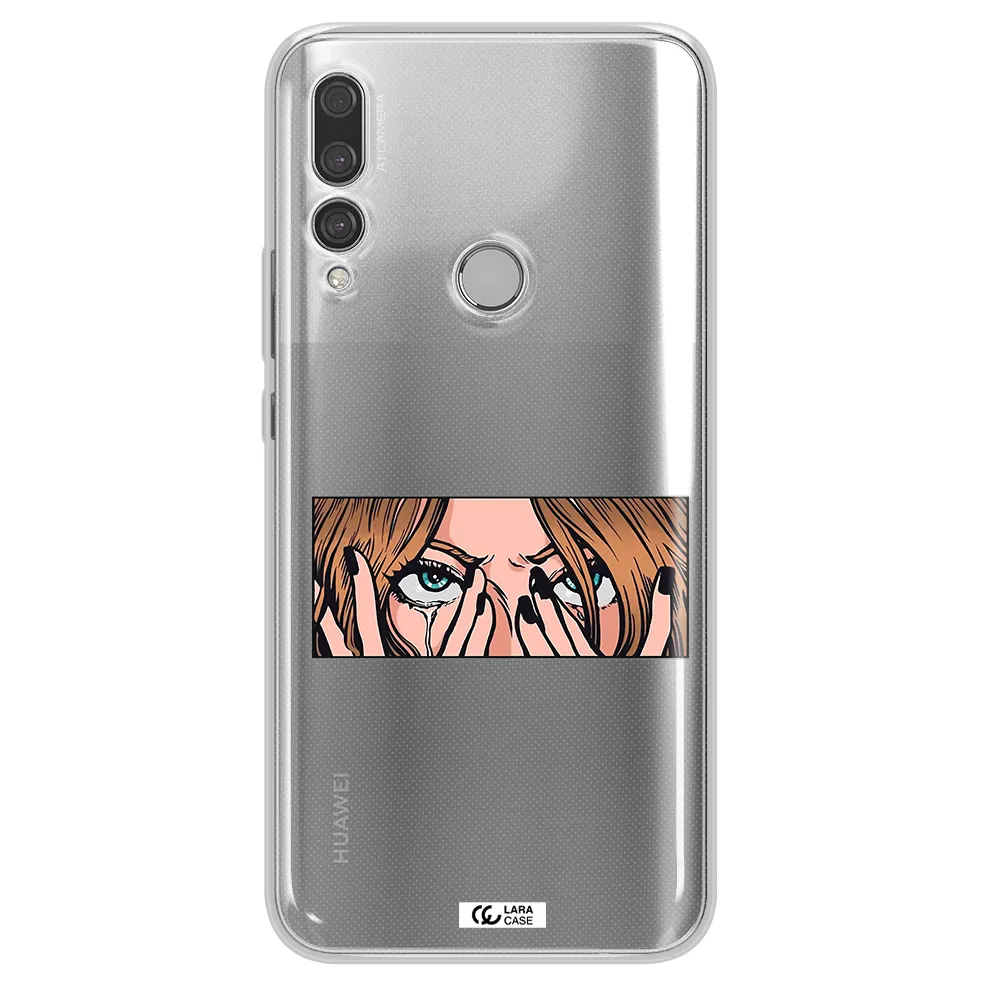 a cartoon of a woman holding her eyes Huawei Y9 Prime 2019 Clear TPU Case