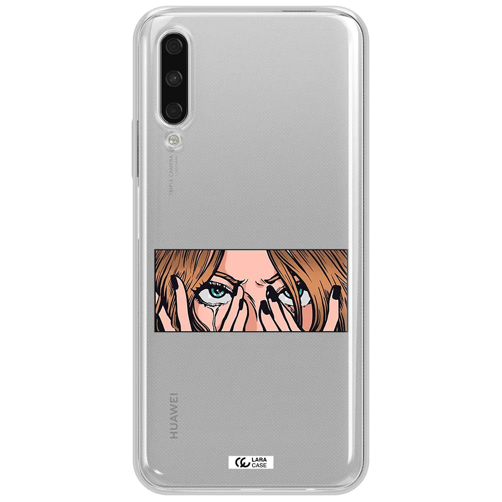 A Cartoon Of A Woman Holding Her Eyes Huawei Y9S Clear Tpu Case