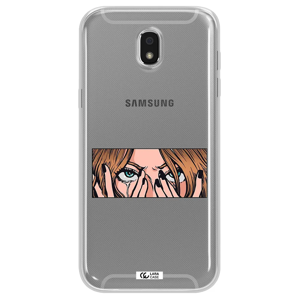 a cartoon of a woman holding her eyes Samsung J5 2017 Clear TPU Case
