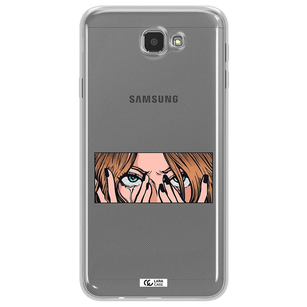a cartoon of a woman holding her eyes Samsung J7 Prim Clear TPU Case