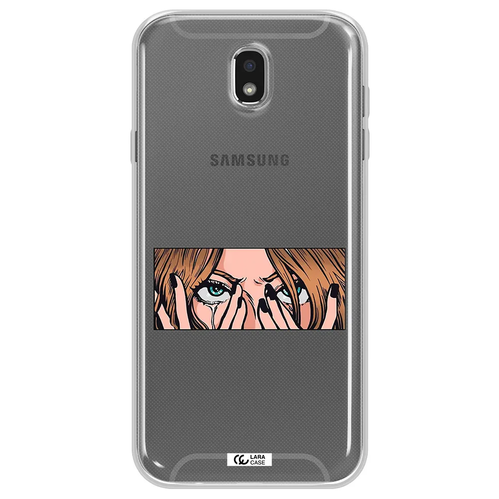 a cartoon of a woman holding her eyes Samsung J7 Pro Clear TPU Case