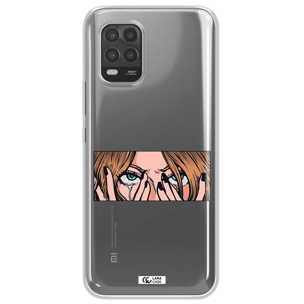 a cartoon of a woman holding her eyes Xiaomi Mi 10 Lite Clear TPU Case