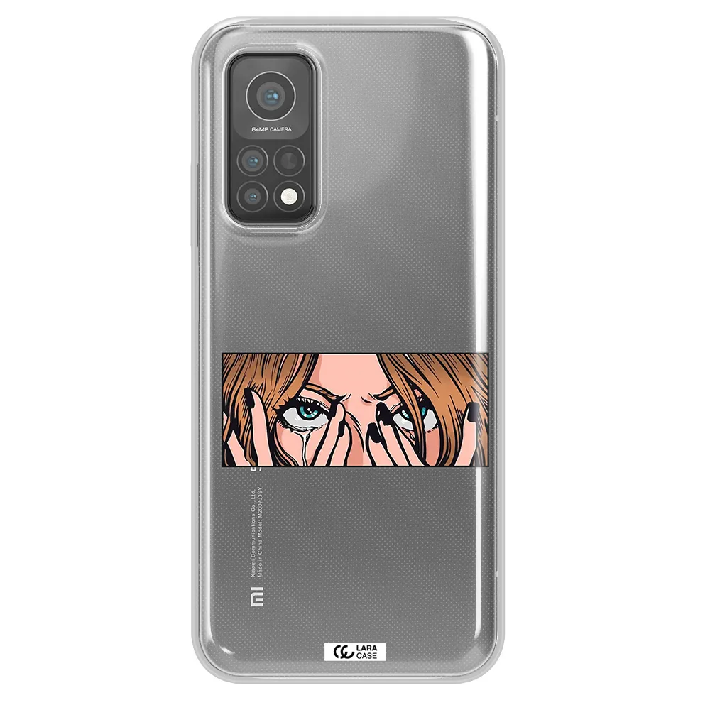 a cartoon of a woman holding her eyes Xiaomi Mi 10 T Pro Clear TPU Case
