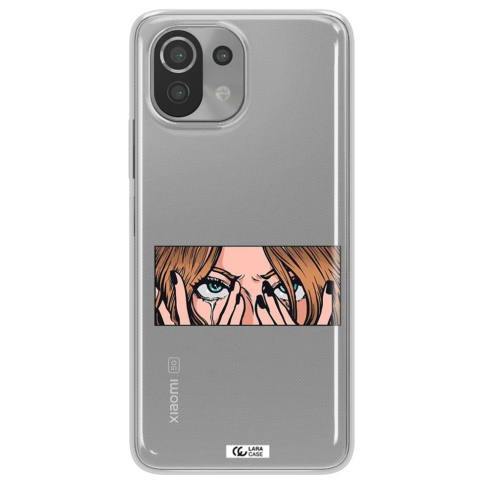a cartoon of a woman holding her eyes Xiaomi Mi 11 Lite Clear TPU Case