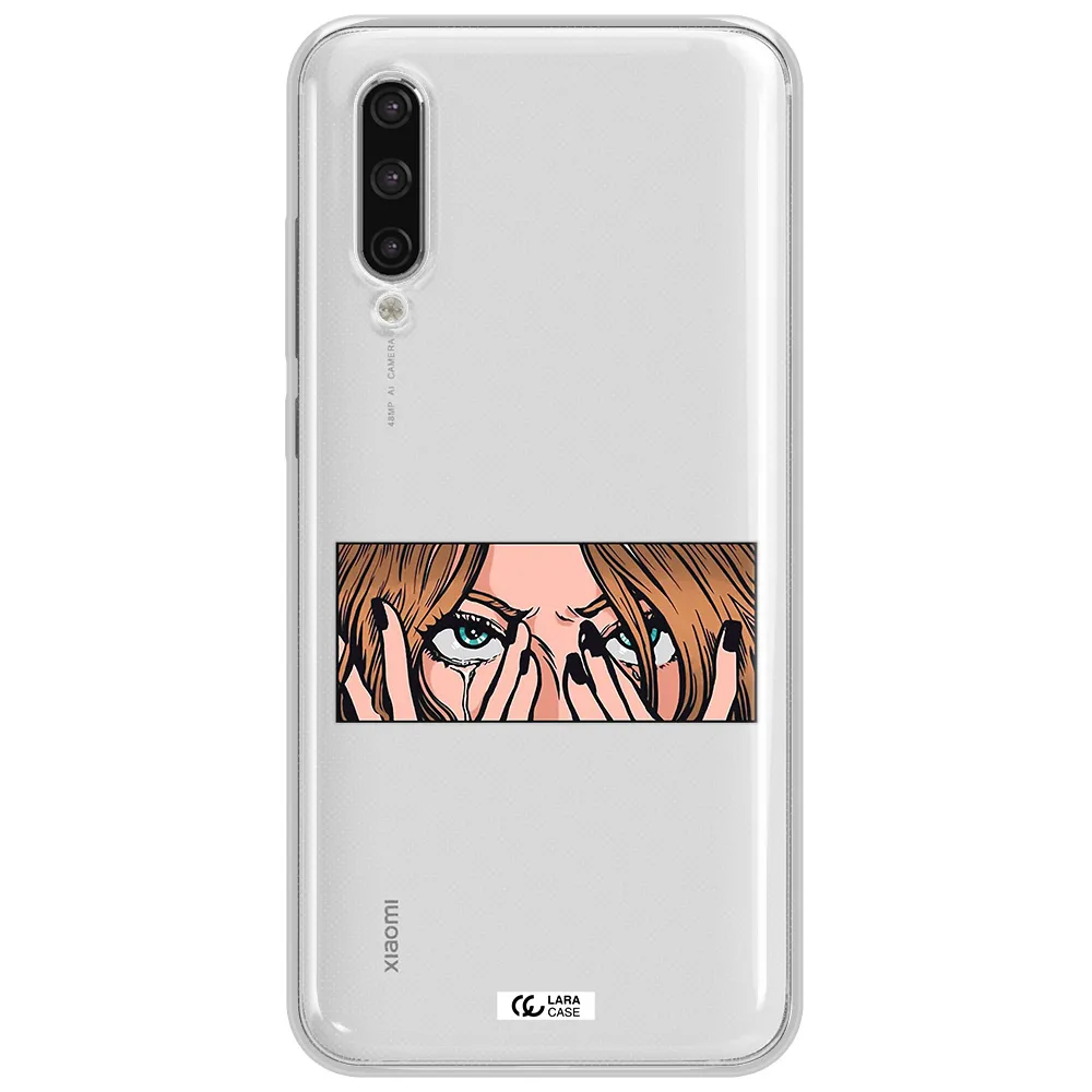 A Cartoon Of A Woman Holding Her Eyes Xiaomi Mi 9 Lite Clear Tpu Case