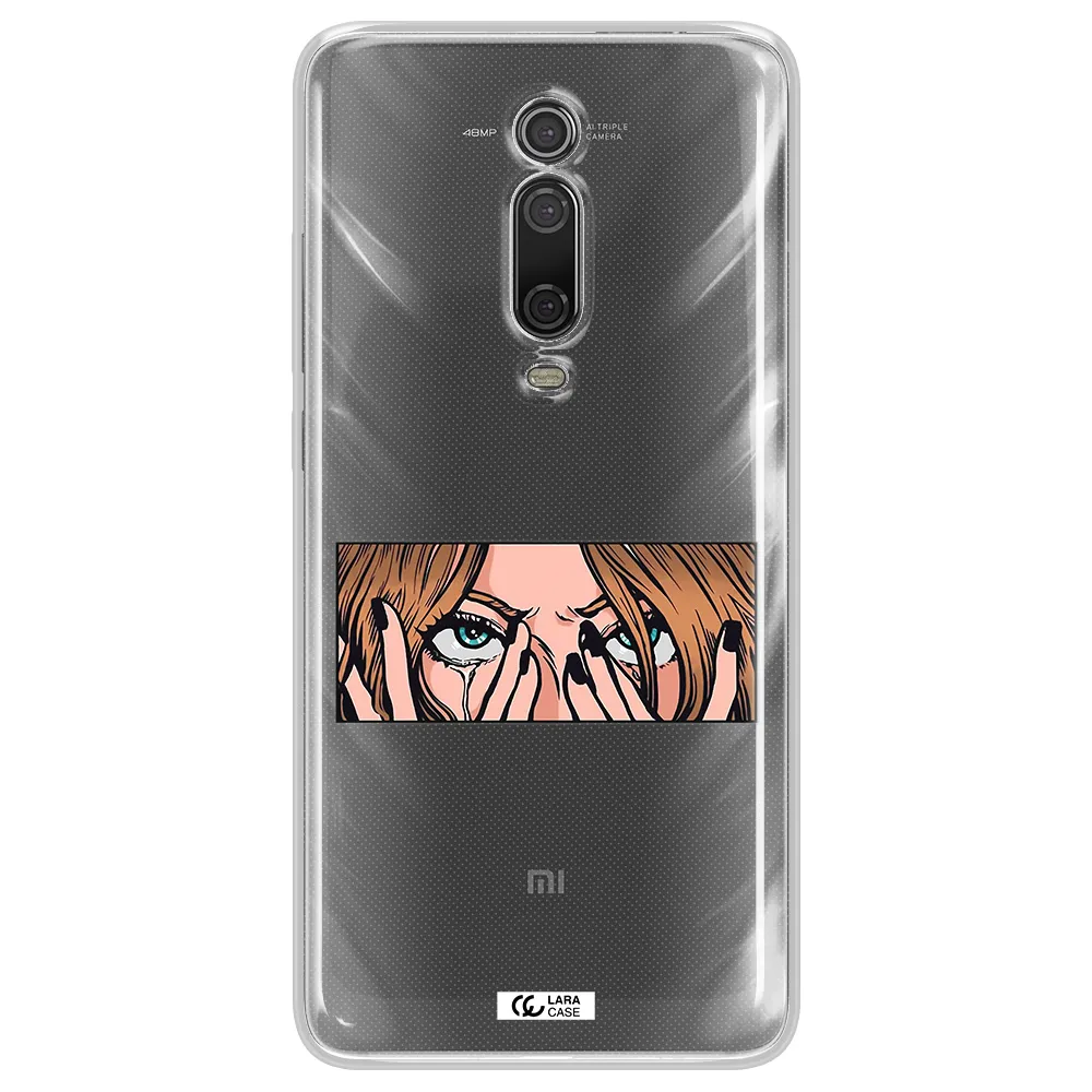 a cartoon of a woman holding her eyes Xiaomi Mi 9T Clear TPU Case