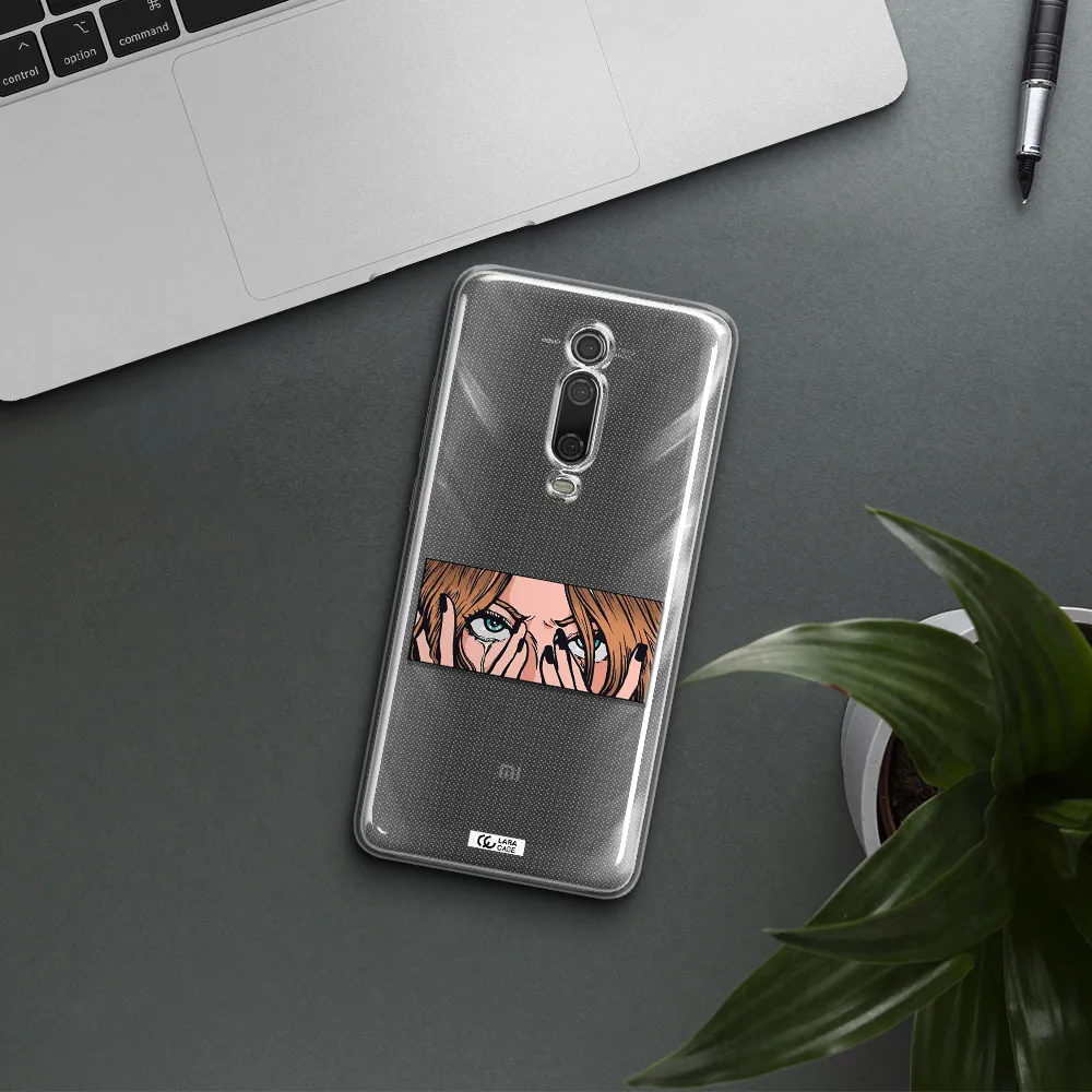 a cartoon of a woman holding her eyes Xiaomi Mi 9T Clear TPU Case