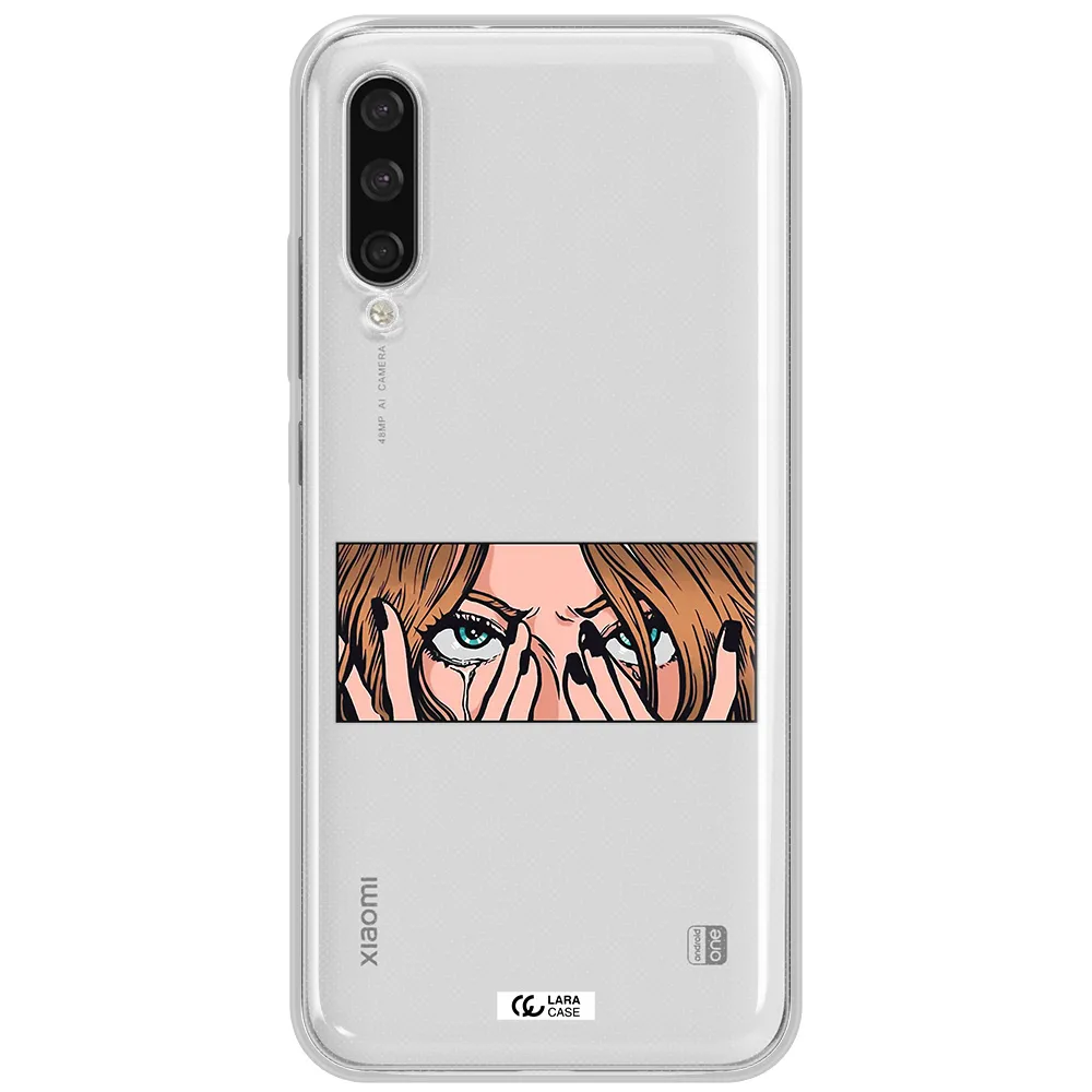 A Cartoon Of A Woman Holding Her Eyes Xiaomi Mi A3 Clear Tpu Case