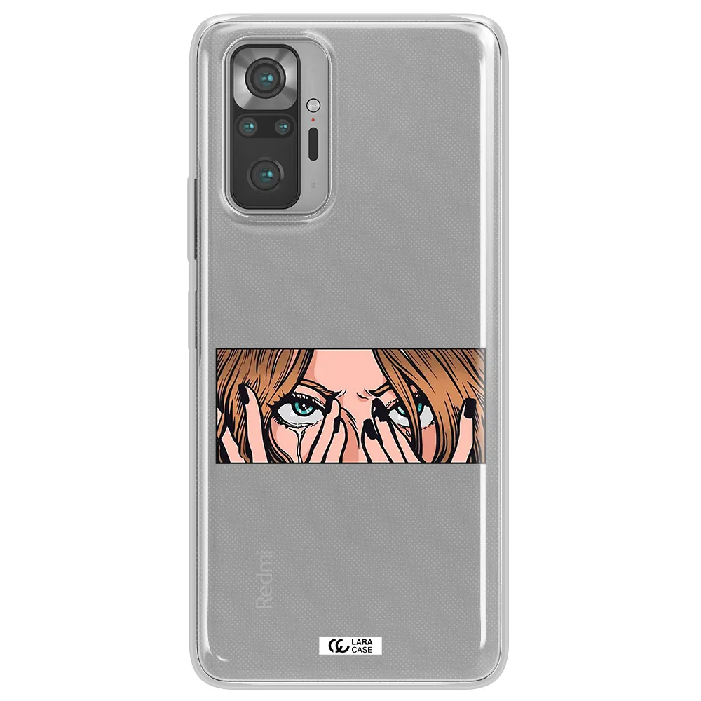 a cartoon of a woman holding her eyes Xiaomi Note 10 Pro Clear TPU Case