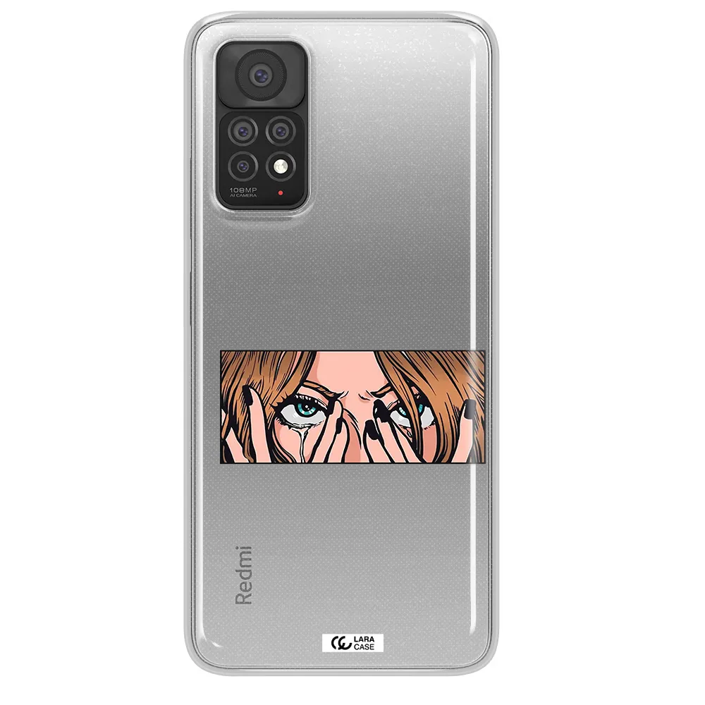 a cartoon of a woman holding her eyes Xiaomi Note 11 Pro Clear TPU Case
