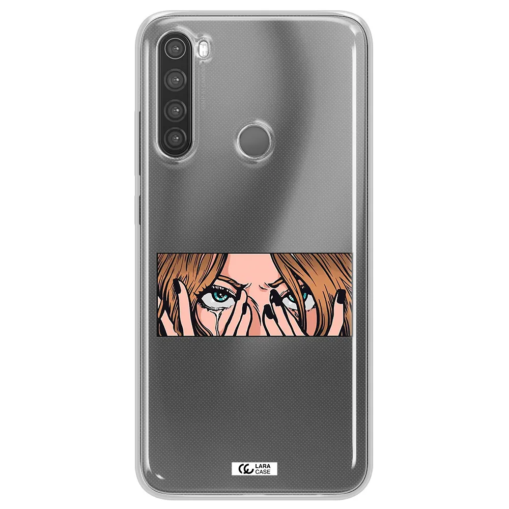 a cartoon of a woman holding her eyes Xiaomi Note 8 Clear TPU Case