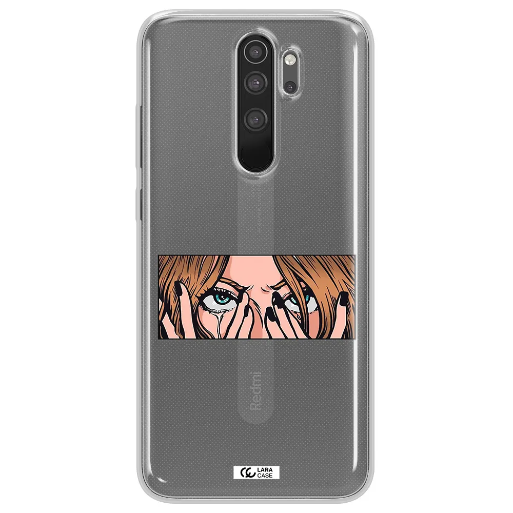 a cartoon of a woman holding her eyes Xiaomi Note 8 Pro Clear TPU Case