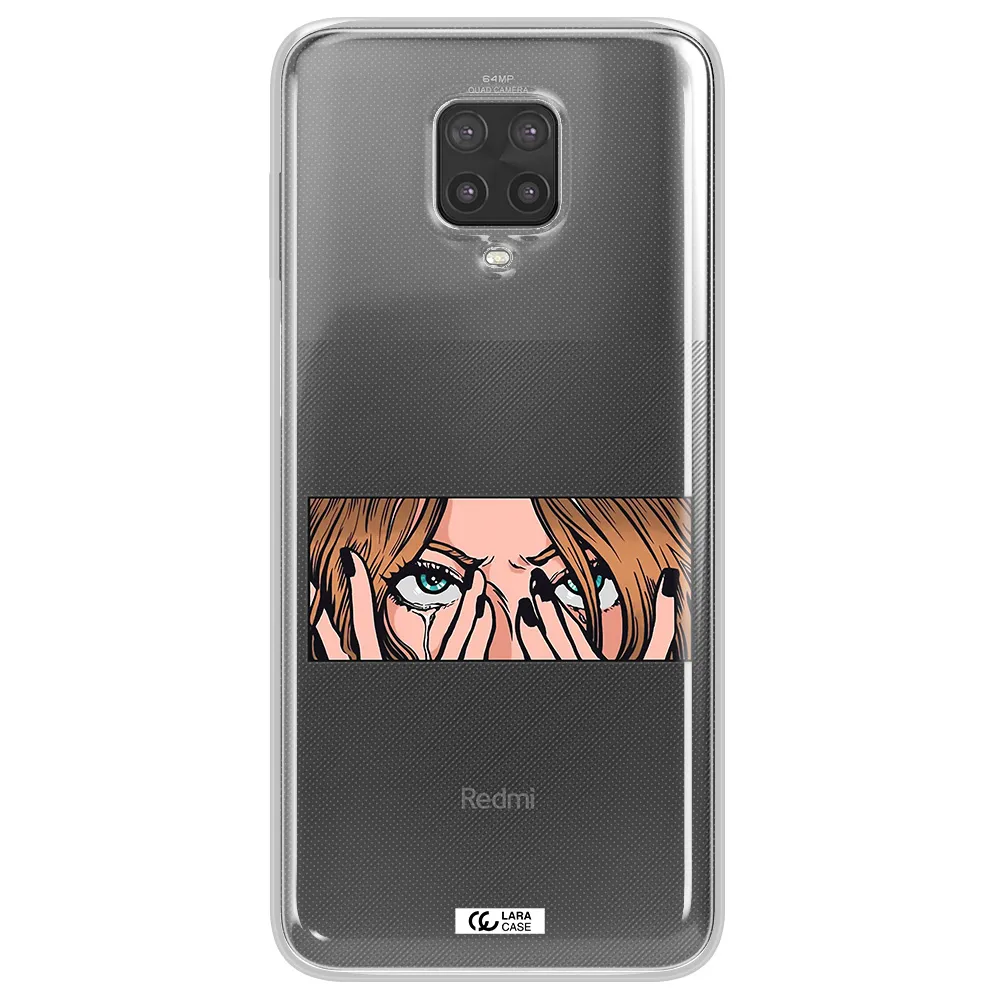 a cartoon of a woman holding her eyes Xiaomi Note 9 Pro Clear TPU Case