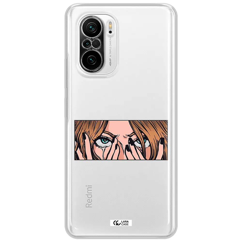 A Cartoon Of A Woman Holding Her Eyes Xiaomi Poco F3 Clear Tpu Case