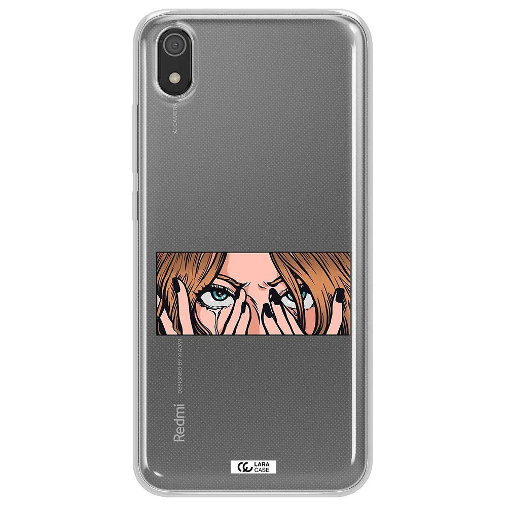 a cartoon of a woman holding her eyes Xiaomi Redmi 7A Clear TPU Case