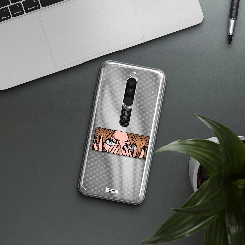 A Cartoon Of A Woman Holding Her Eyes Xiaomi Redmi 8 Clear Tpu Case