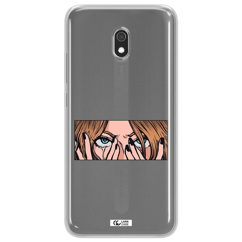 a cartoon of a woman holding her eyes Xiaomi Redmi 8A Clear TPU Case