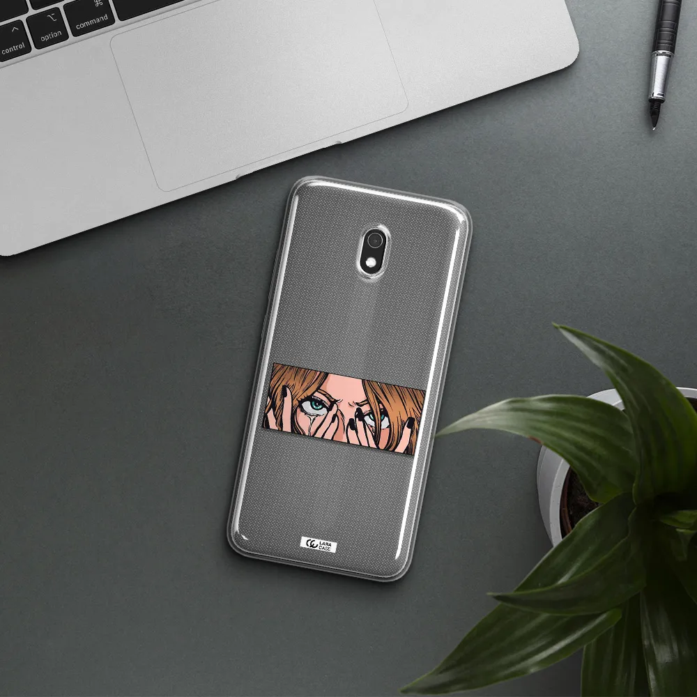 a cartoon of a woman holding her eyes Xiaomi Redmi 8A Clear TPU Case