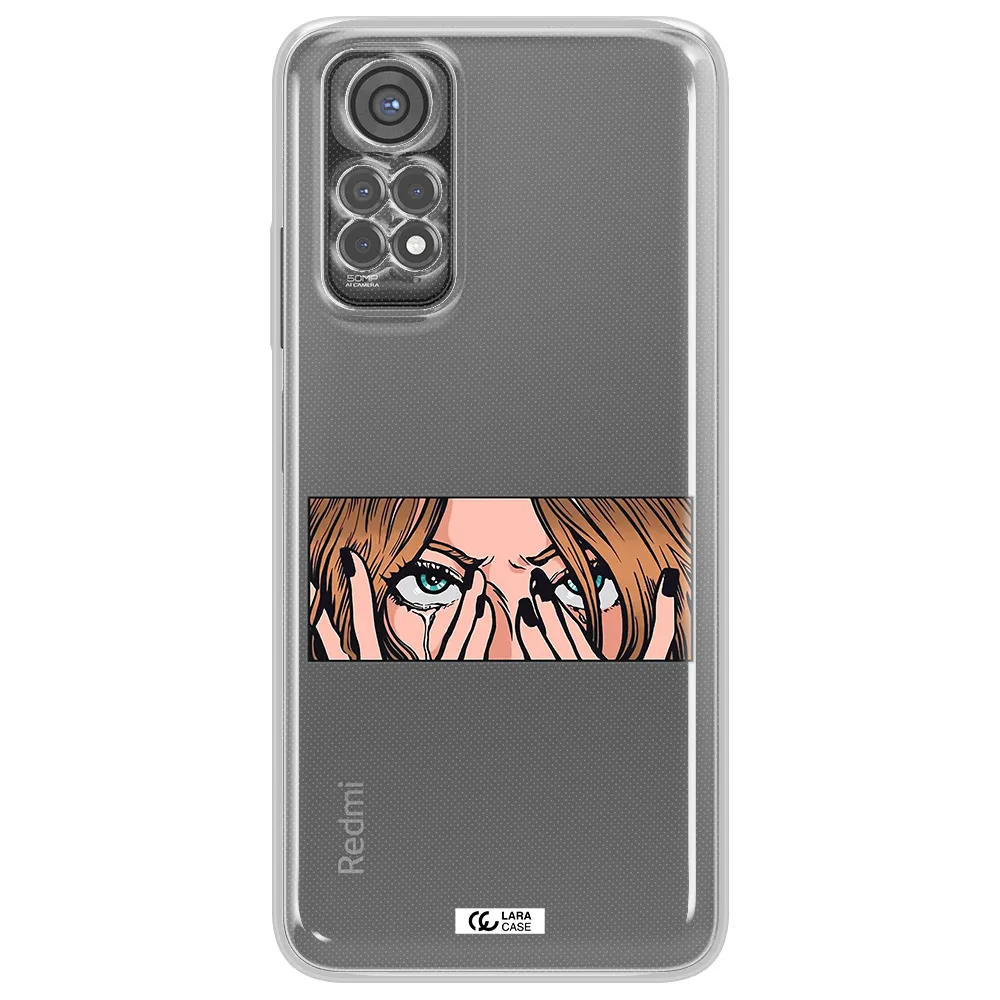 A Cartoon Of A Woman Holding Her Eyes Xiaomi Redmi Note 11S Clear Tpu Case