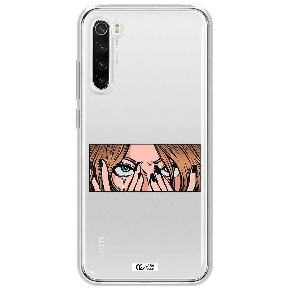 A Cartoon Of A Woman Holding Her Eyes Xiaomi Redmi Note 8T Clear Tpu Case