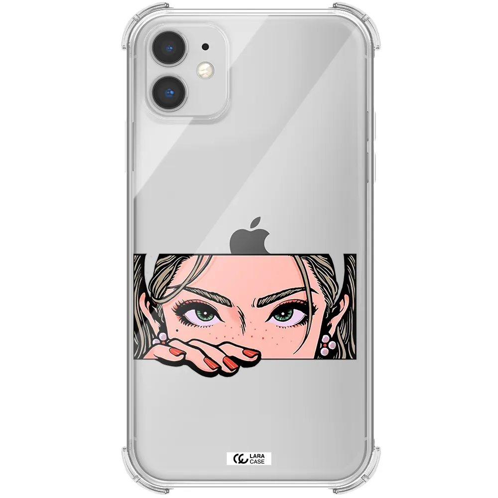 a cartoon of a woman's face Apple iPhone 11 Clear PC Case