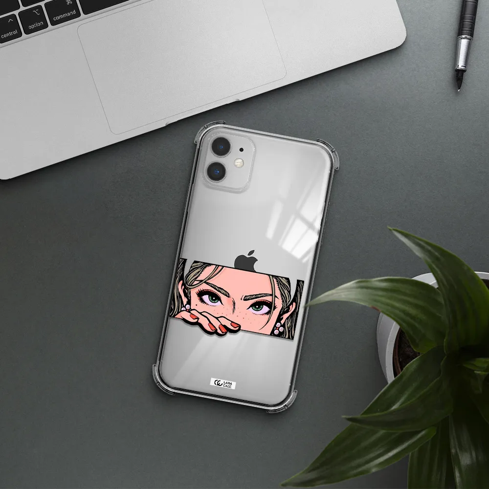 a cartoon of a woman's face Apple iPhone 11 Clear PC Case