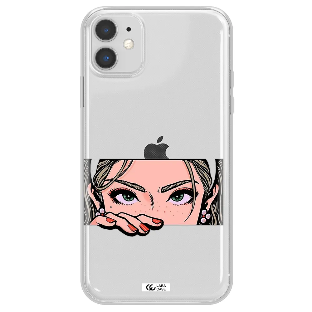 A Cartoon Of A Woman's Face Apple Iphone 11 Clear Tpu Case