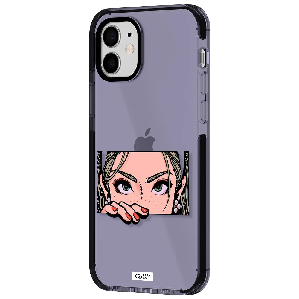 a cartoon of a woman's face Apple iPhone 11 impact Lilac Case