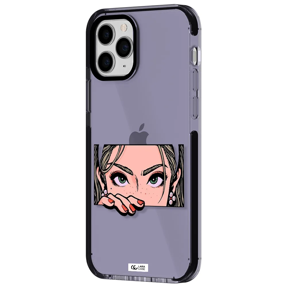 a cartoon of a woman's face Apple iPhone 11 pro impact Lilac Case