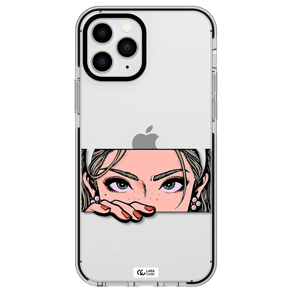 a cartoon of a woman's face Apple iPhone 11 pro max impact black border Case